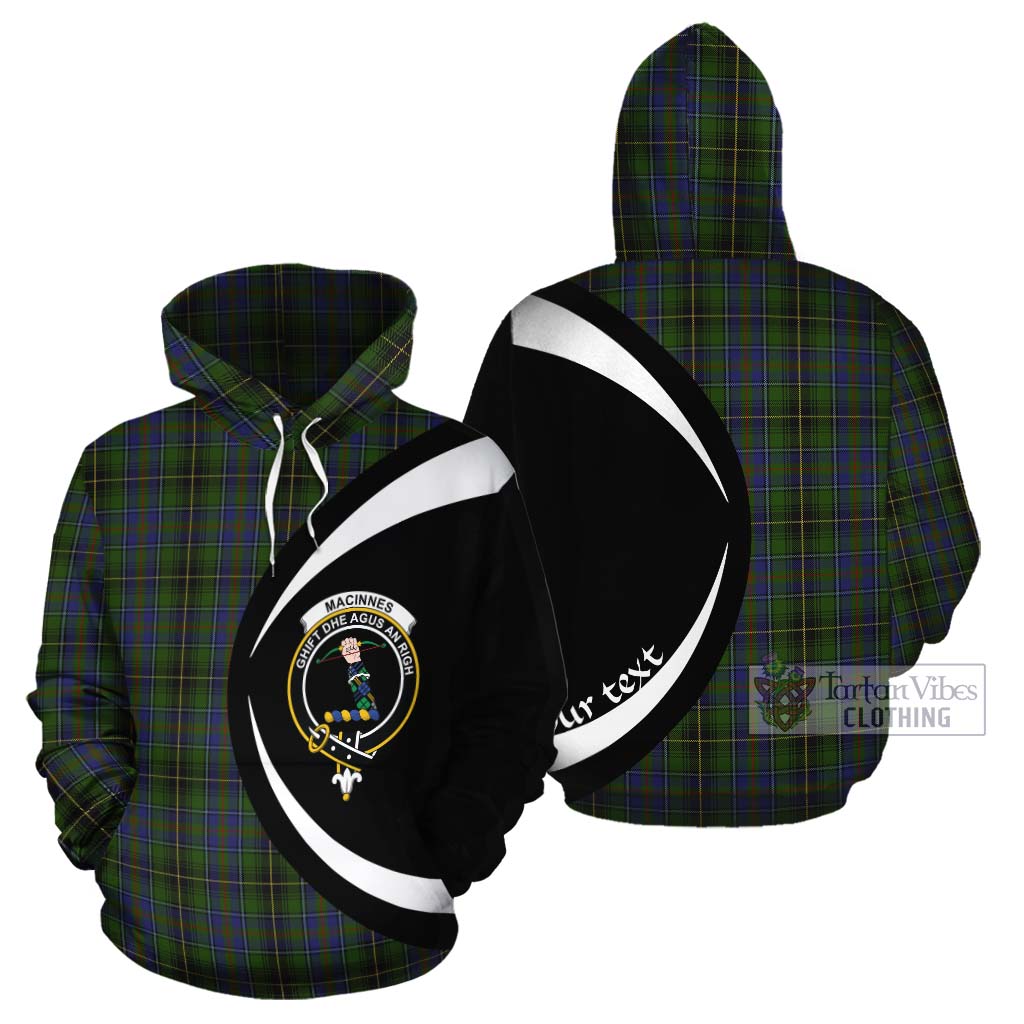 Tartan Vibes Clothing MacInnes (McInnes) Tartan Cotton Hoodie with Family Crest Circle Style