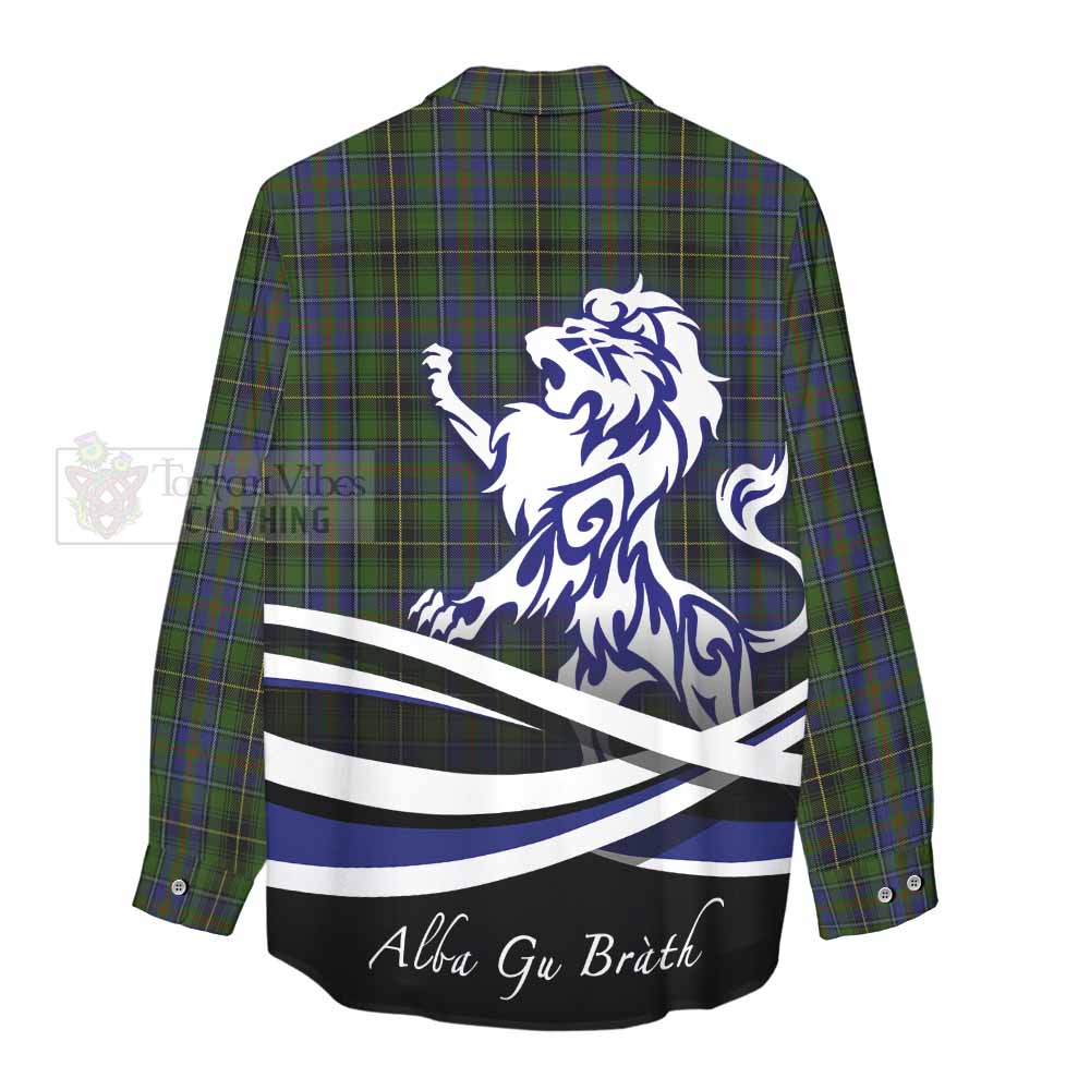 Tartan Vibes Clothing MacInnes (McInnes) Tartan Women's Casual Shirt with Alba Gu Brath Regal Lion Emblem