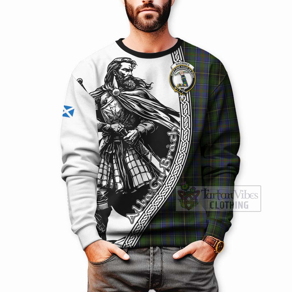 Tartan Vibes Clothing MacInnes (McInnes) Tartan Clan Crest Sweatshirt with Highlander Warrior Celtic Style