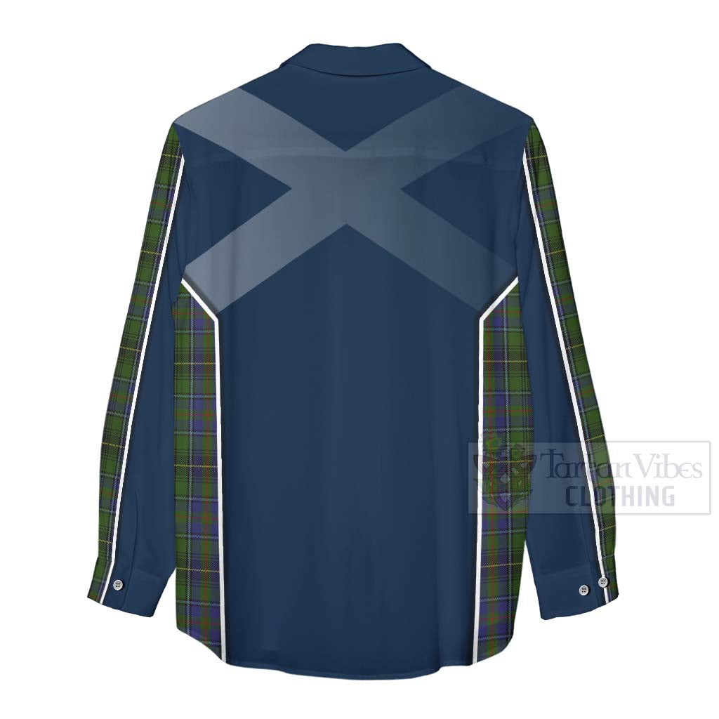 Tartan Vibes Clothing MacInnes (McInnes) Tartan Women's Casual Shirt with Family Crest and Scottish Thistle Vibes Sport Style