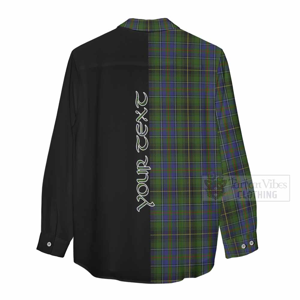 Tartan Vibes Clothing MacInnes (McInnes) Tartan Women's Casual Shirt with Family Crest and Half Of Me Style