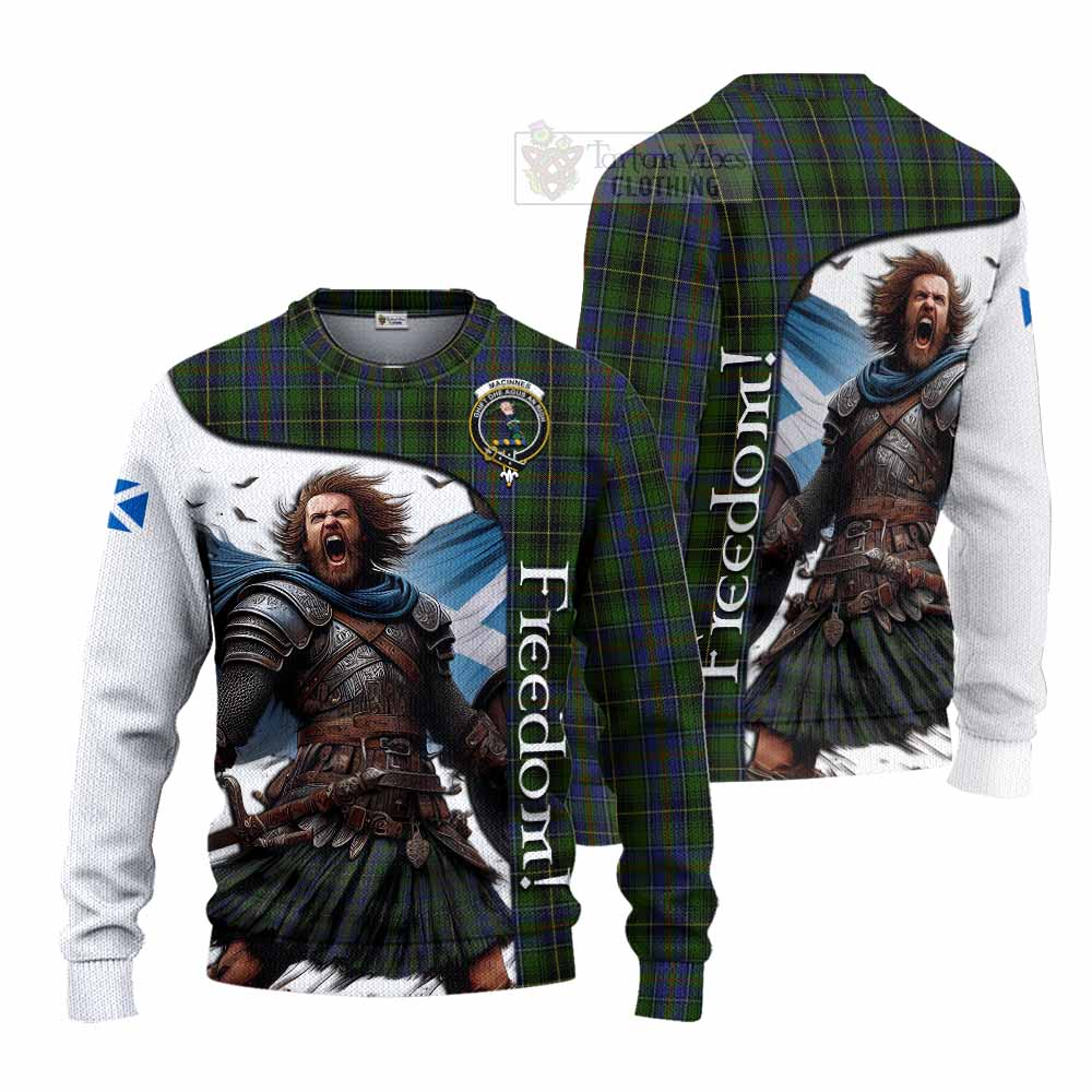 Tartan Vibes Clothing MacInnes (McInnes) Crest Tartan Knitted Sweater Inspired by the Freedom of Scottish Warrior