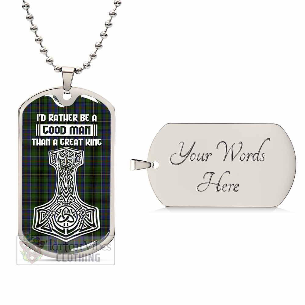 Tartan Vibes Clothing MacInnes (McInnes) Tartan Dog Tag Necklace Viking Mjolnir Style