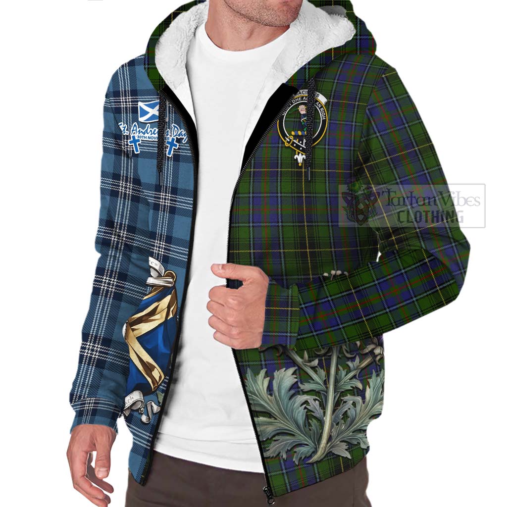 Tartan Vibes Clothing MacInnes (McInnes) Tartan Sherpa Hoodie Happy St. Andrew's Day Half Tartan Style