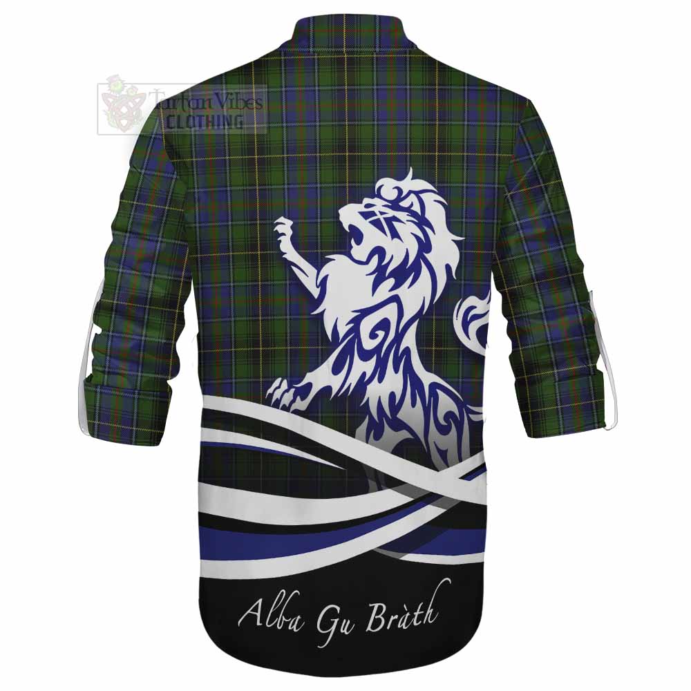 Tartan Vibes Clothing MacInnes (McInnes) Tartan Ghillie Kilt Shirt with Alba Gu Brath Regal Lion Emblem