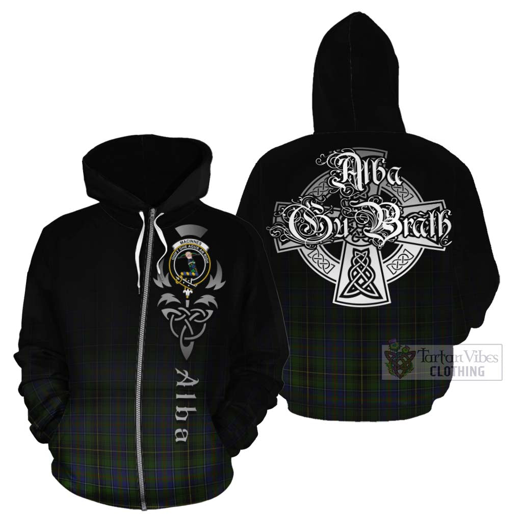 Tartan Vibes Clothing MacInnes (McInnes) Tartan Cotton Hoodie Featuring Alba Gu Brath Family Crest Celtic Inspired