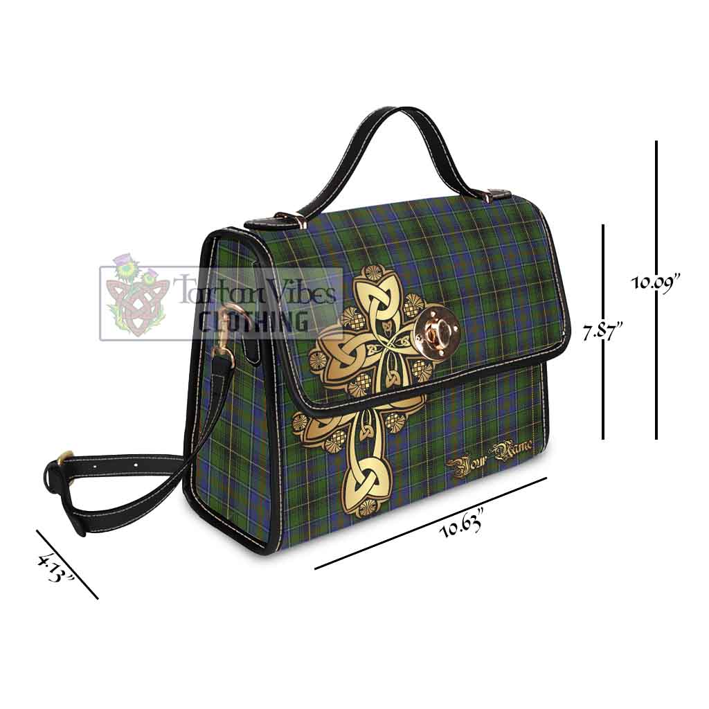 Tartan Vibes Clothing MacInnes (McInnes) Tartan Waterproof Canvas Bag Golden Thistle Celtic Cross Style