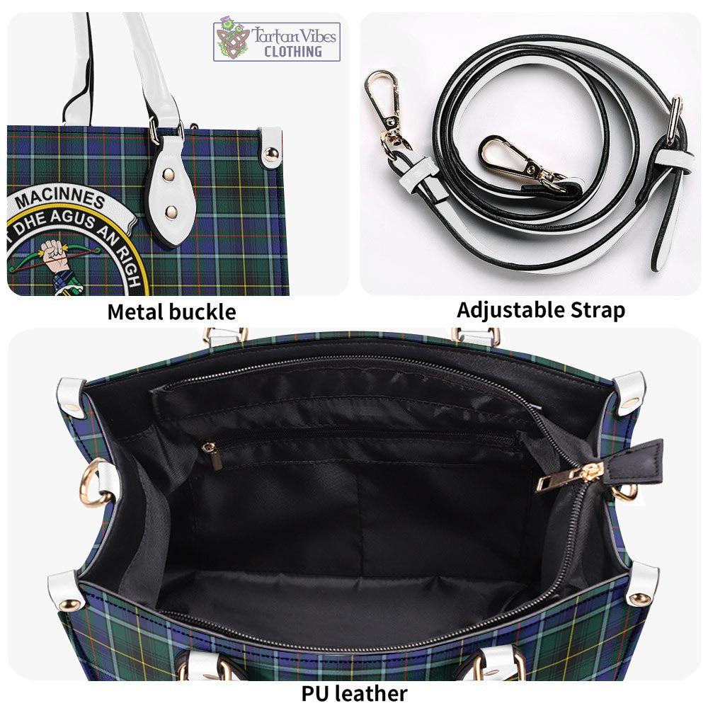 Tartan Vibes Clothing MacInnes Modern Tartan Luxury Leather Handbags with Family Crest