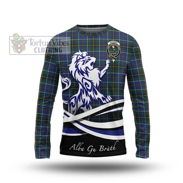 MacInnes Modern Tartan Long Sleeve T-Shirt with Alba Gu Brath Regal Lion Emblem