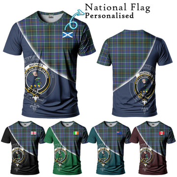 MacInnes Modern Tartan T-Shirt with Personalised National Flag and Family Crest Half Style