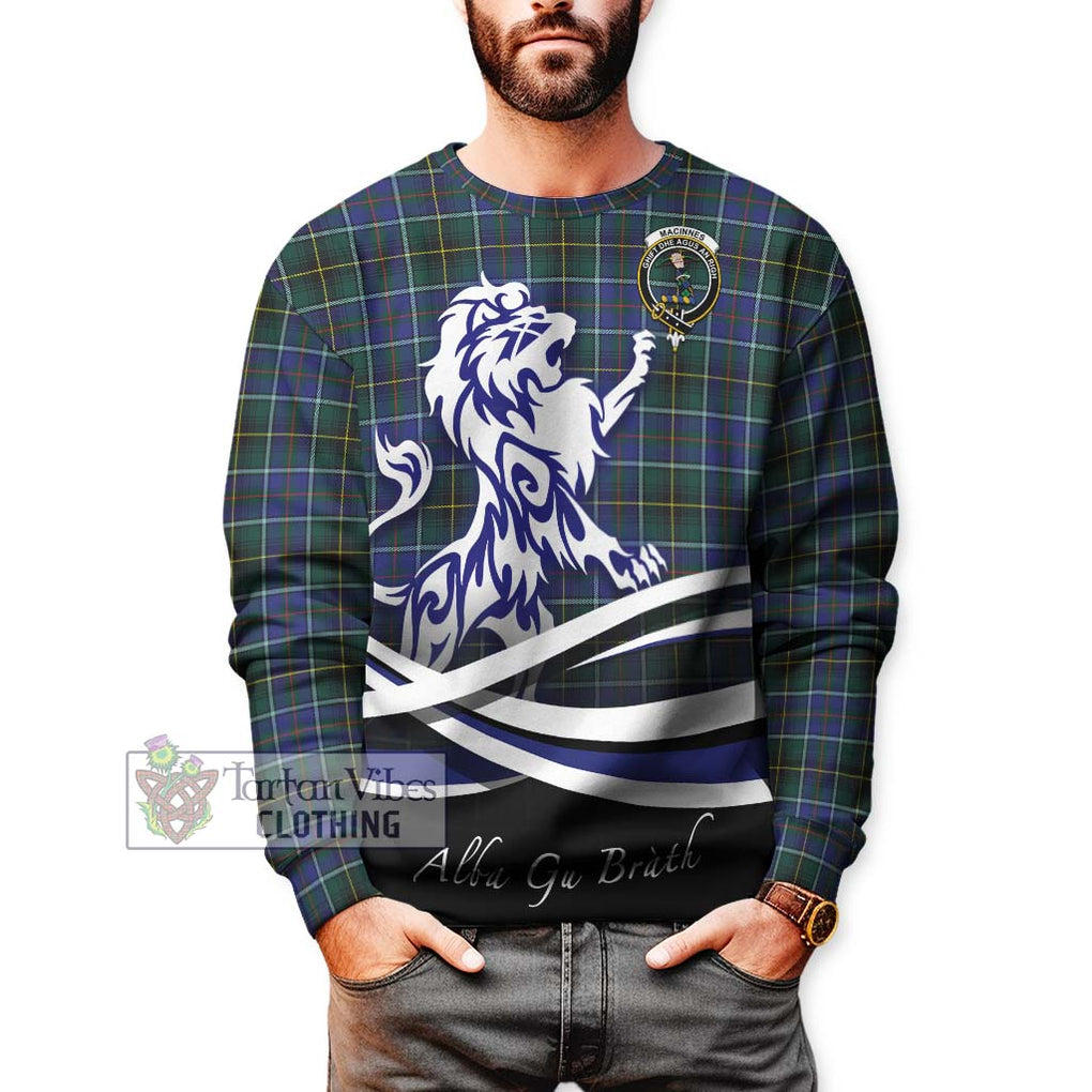 MacInnes Modern Tartan Sweatshirt with Alba Gu Brath Regal Lion Emblem Unisex - Tartanvibesclothing Shop