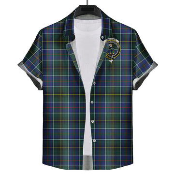 MacInnes Modern Tartan Short Sleeve Button Down Shirt with Family Crest