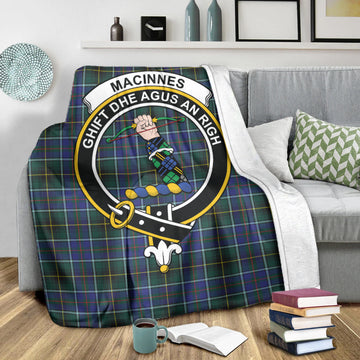 MacInnes Modern Tartan Blanket with Family Crest