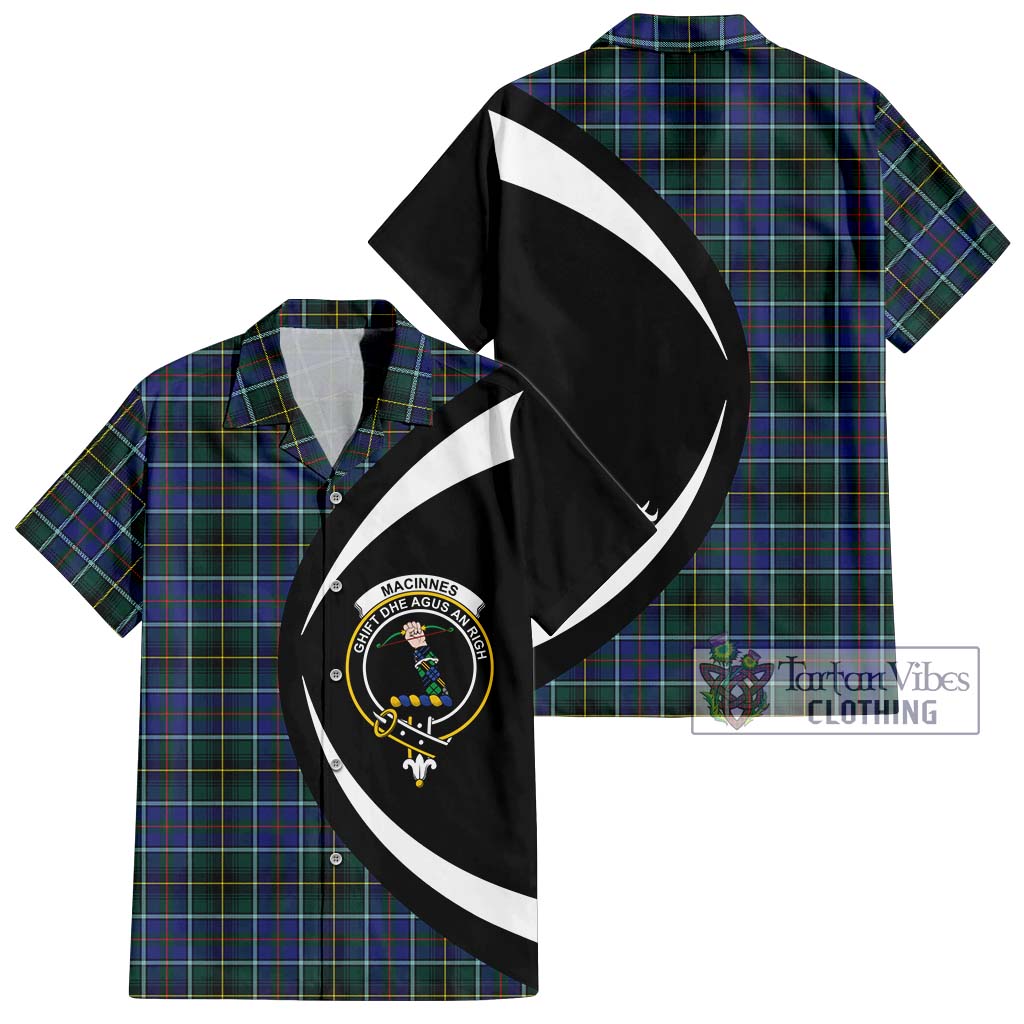 MacInnes Modern Tartan Short Sleeve Button Up with Family Crest Circle Style Kid - Tartan Vibes Clothing