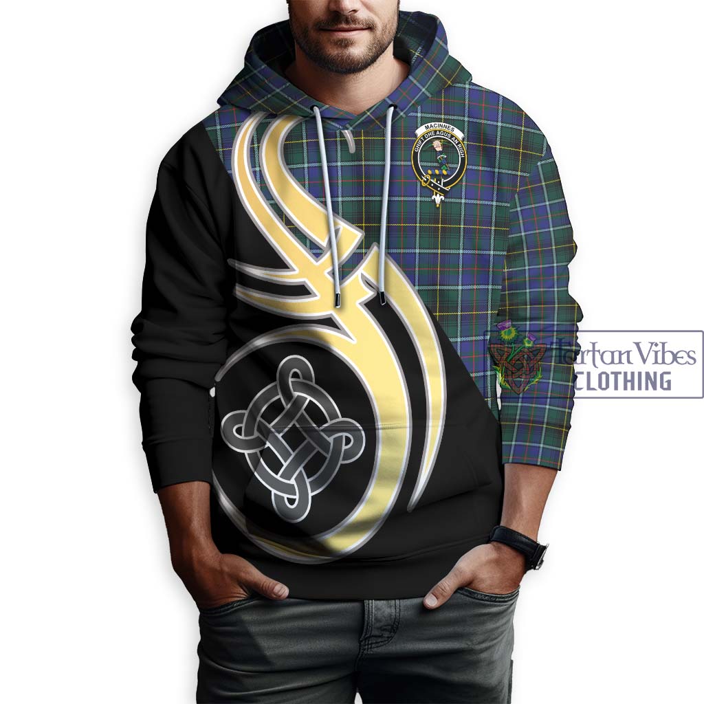 MacInnes Modern Tartan Hoodie with Family Crest and Celtic Symbol Style Zip Hoodie - Tartan Vibes Clothing