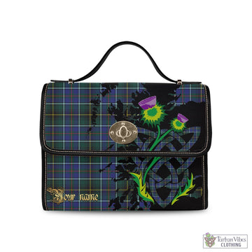 MacInnes Modern Tartan Waterproof Canvas Bag with Scotland Map and Thistle Celtic Accents