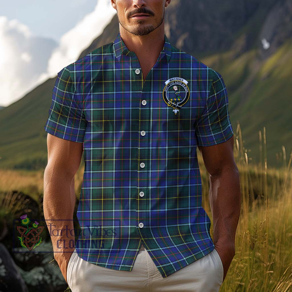 MacInnes Modern Tartan Cotton Hawaiian Shirt with Family Crest Adult - Tartan Vibes Clothing