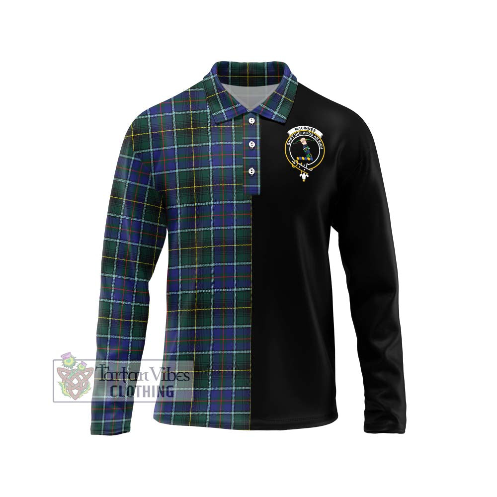 MacInnes Modern Tartan Long Sleeve Polo Shirt with Family Crest and Half Of Me Style Unisex - Tartanvibesclothing Shop