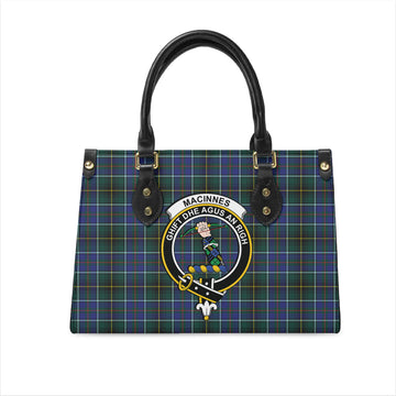 MacInnes Modern Tartan Leather Bag with Family Crest