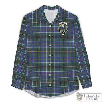 MacInnes Modern Tartan Women's Casual Shirt with Family Crest