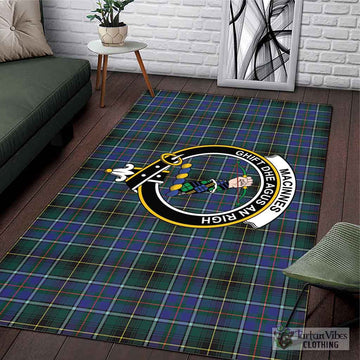 MacInnes Modern Tartan Area Rug with Family Crest