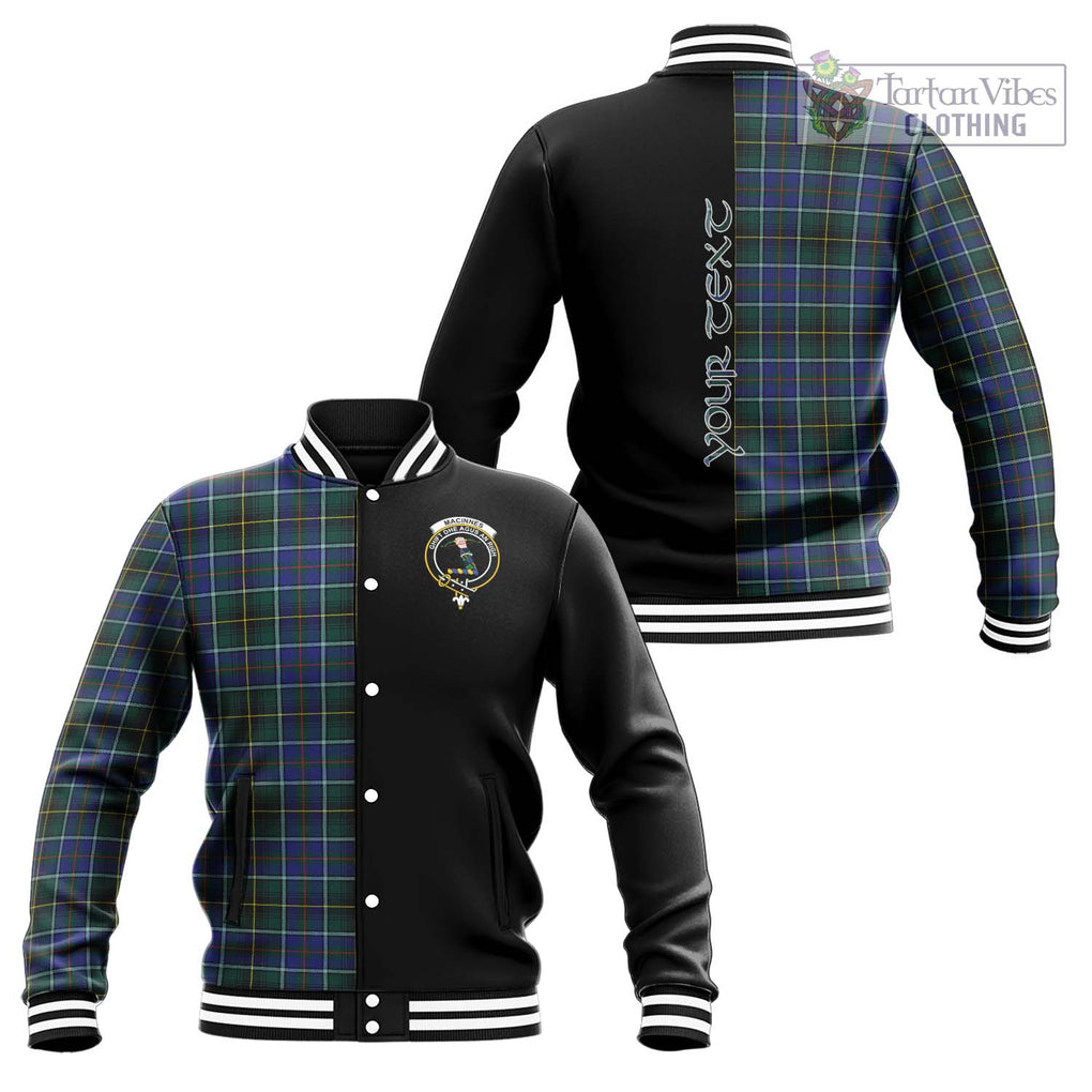 MacInnes Modern Tartan Baseball Jacket with Family Crest and Half Of Me Style Unisex - Tartanvibesclothing Shop