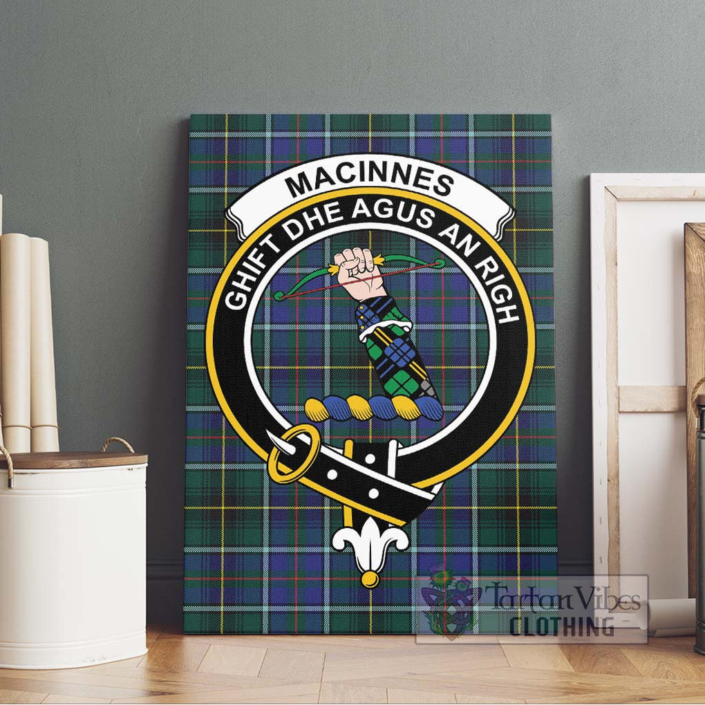 MacInnes Modern Tartan Canvas Print Wall Art with Family Crest Without Frame - Tartan Vibes Clothing