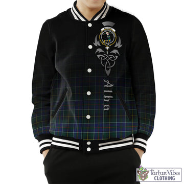 MacInnes Modern Tartan Baseball Jacket Featuring Alba Gu Brath Family Crest Celtic Inspired