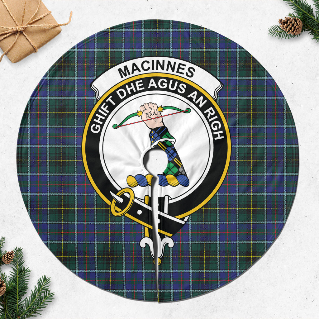 MacInnes Modern Tartan Christmas Tree Skirt with Family Crest - Tartanvibesclothing