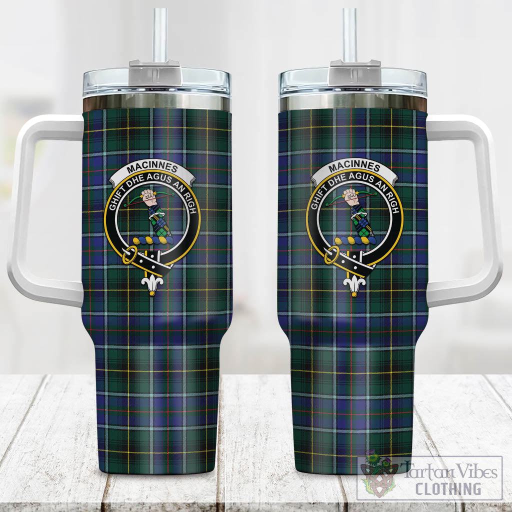 Tartan Vibes Clothing MacInnes Modern Tartan and Family Crest Tumbler with Handle