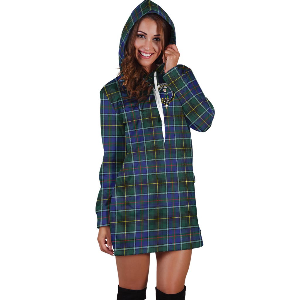 MacInnes Modern Tartan Hoodie Dress with Family Crest - Tartan Vibes Clothing