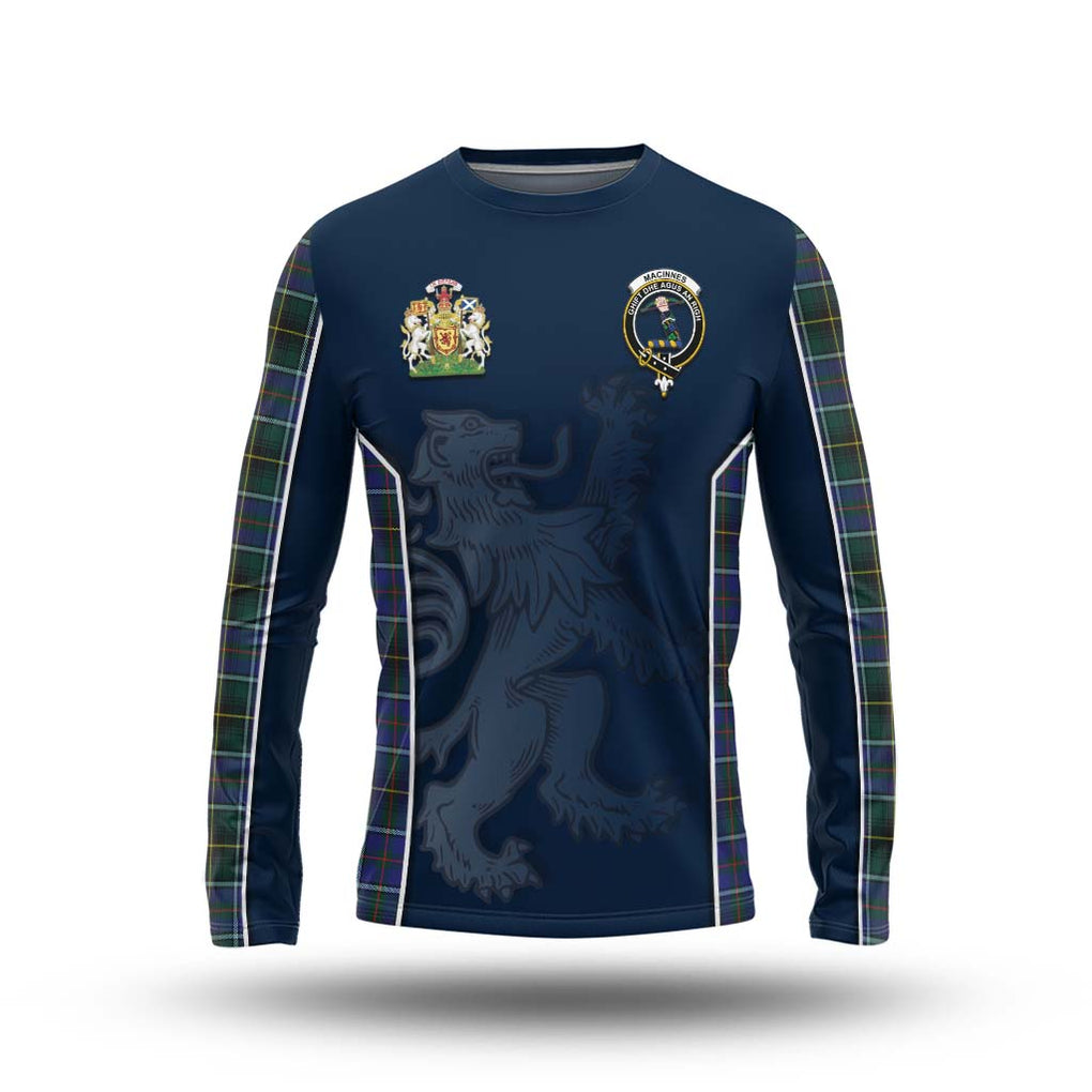 MacInnes Modern Tartan Long Sleeve T-Shirt with Family Crest and Lion Rampant Vibes Sport Style Unisex - Tartan Vibes Clothing