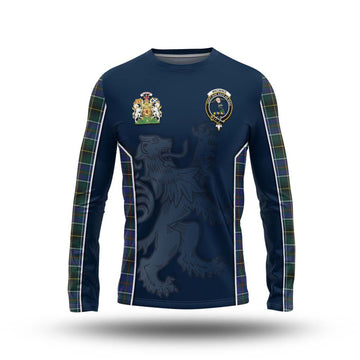 MacInnes Modern Tartan Long Sleeve T-Shirt with Family Crest and Lion Rampant Vibes Sport Style