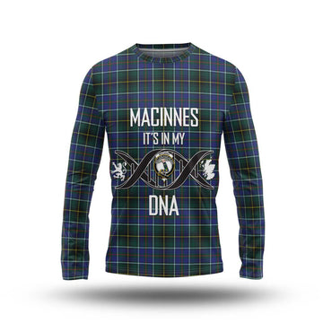 MacInnes Modern Tartan Long Sleeve T-Shirt with Family Crest DNA In Me Style