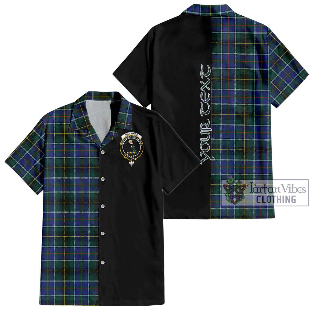 MacInnes Modern Tartan Short Sleeve Button Shirt with Family Crest and Half Of Me Style Kid - Tartanvibesclothing Shop