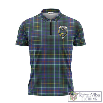 MacInnes Modern Tartan Zipper Polo Shirt with Family Crest