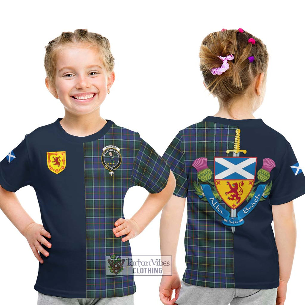 Tartan Vibes Clothing MacInnes Modern Tartan Kid T-Shirt with Scottish Lion Royal Arm Half Style