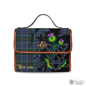 MacInnes Modern Tartan Waterproof Canvas Bag with Scotland Map and Thistle Celtic Accents