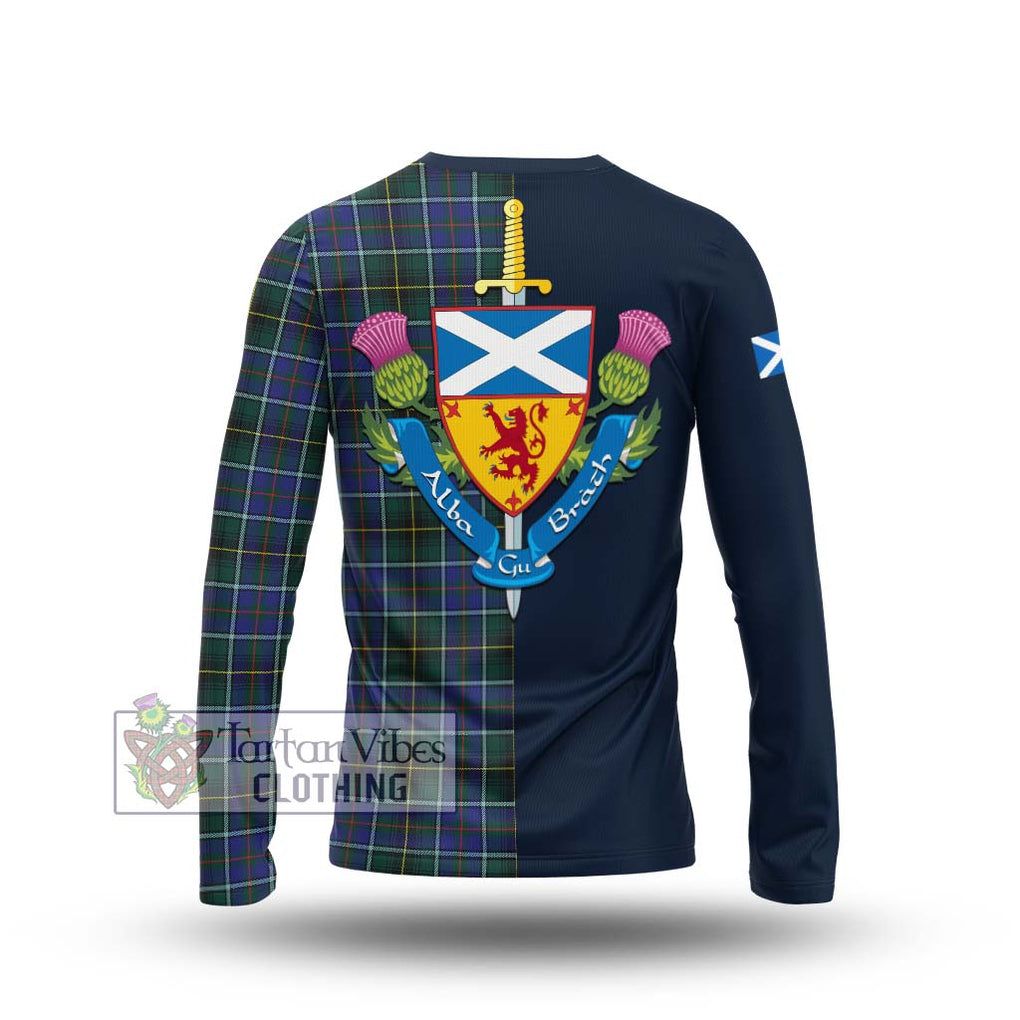 Tartan Vibes Clothing MacInnes Modern Tartan Long Sleeve T-Shirt with Scottish Lion Royal Arm Half Style