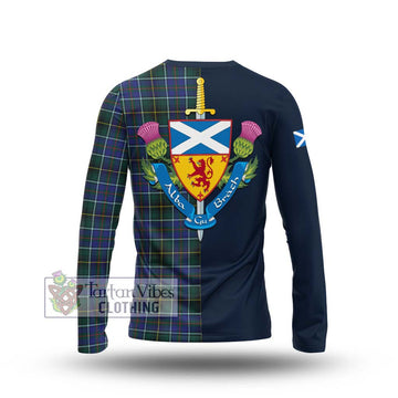 MacInnes Modern Tartan Long Sleeve T-Shirt Alba with Scottish Lion Royal Arm Half Style