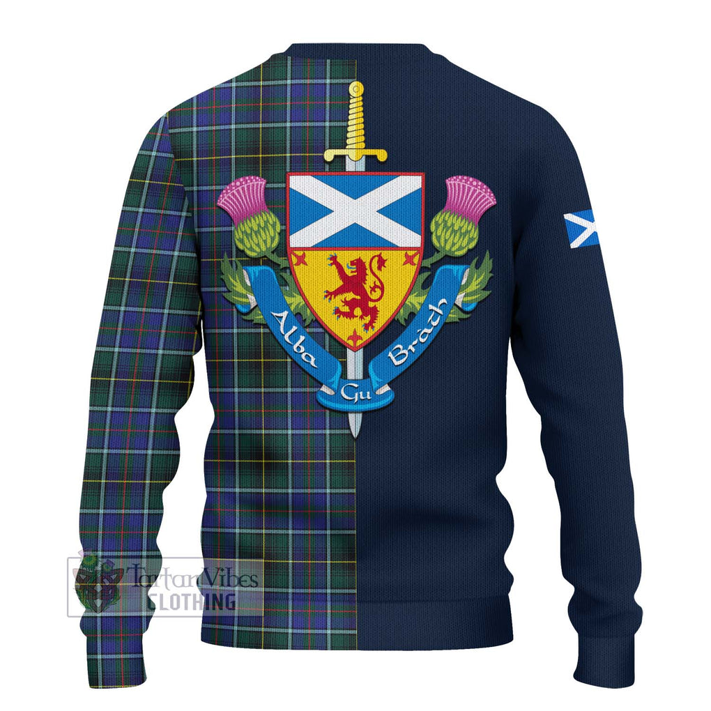 Tartan Vibes Clothing MacInnes Modern Tartan Knitted Sweater with Scottish Lion Royal Arm Half Style