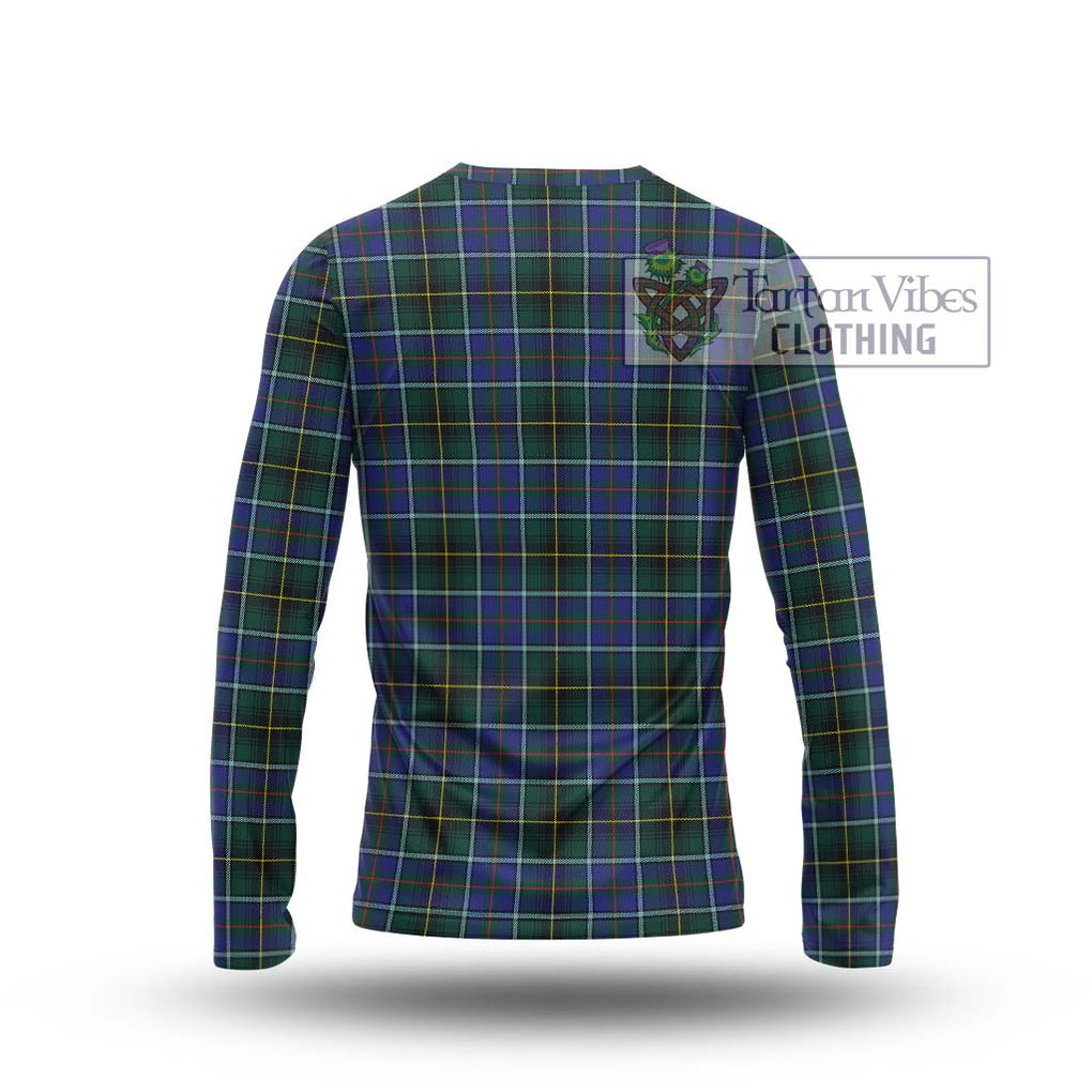 MacInnes Modern Tartan Long Sleeve T-Shirt with Family Crest DNA In Me Style - Tartanvibesclothing Shop