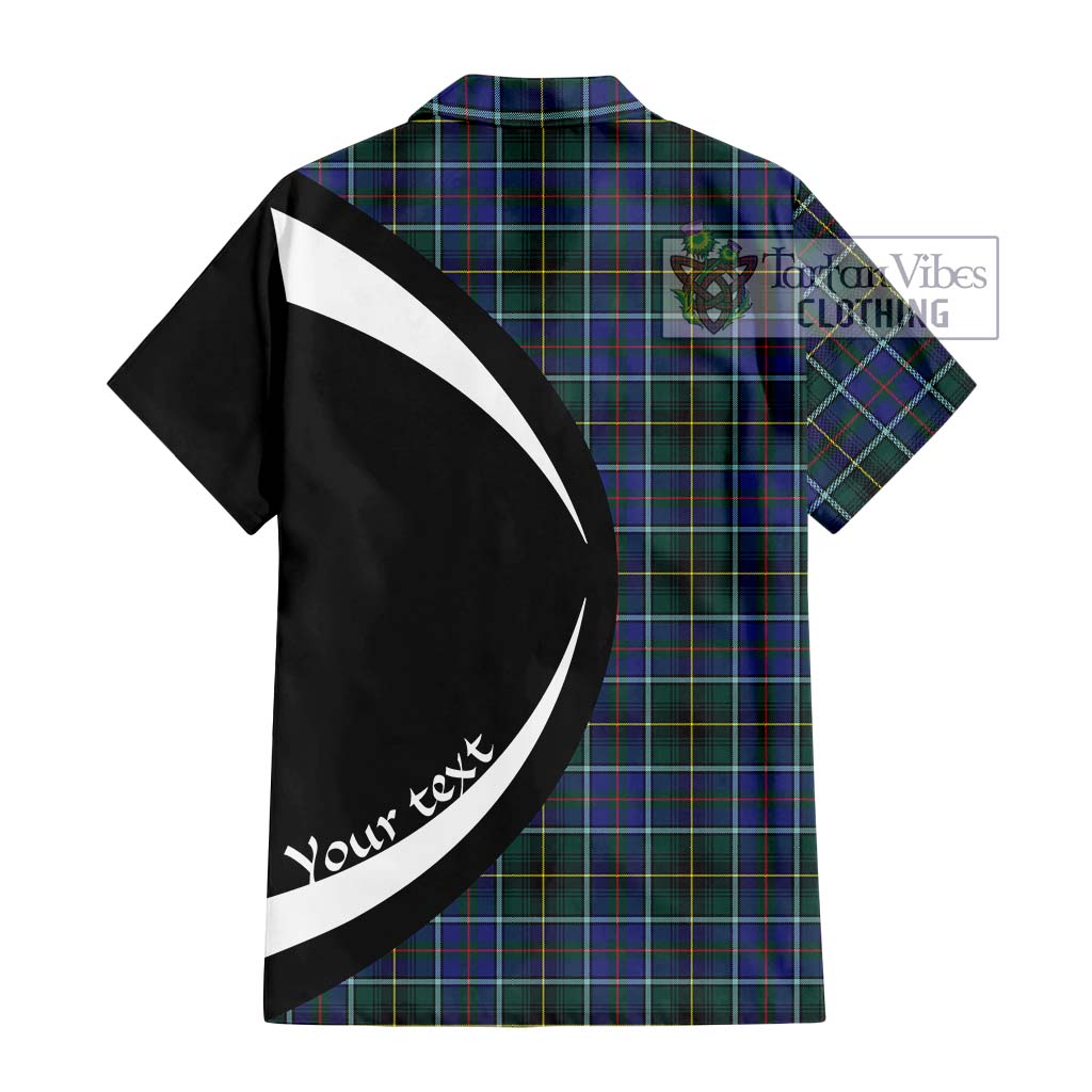 MacInnes Modern Tartan Short Sleeve Button Up with Family Crest Circle Style - Tartan Vibes Clothing