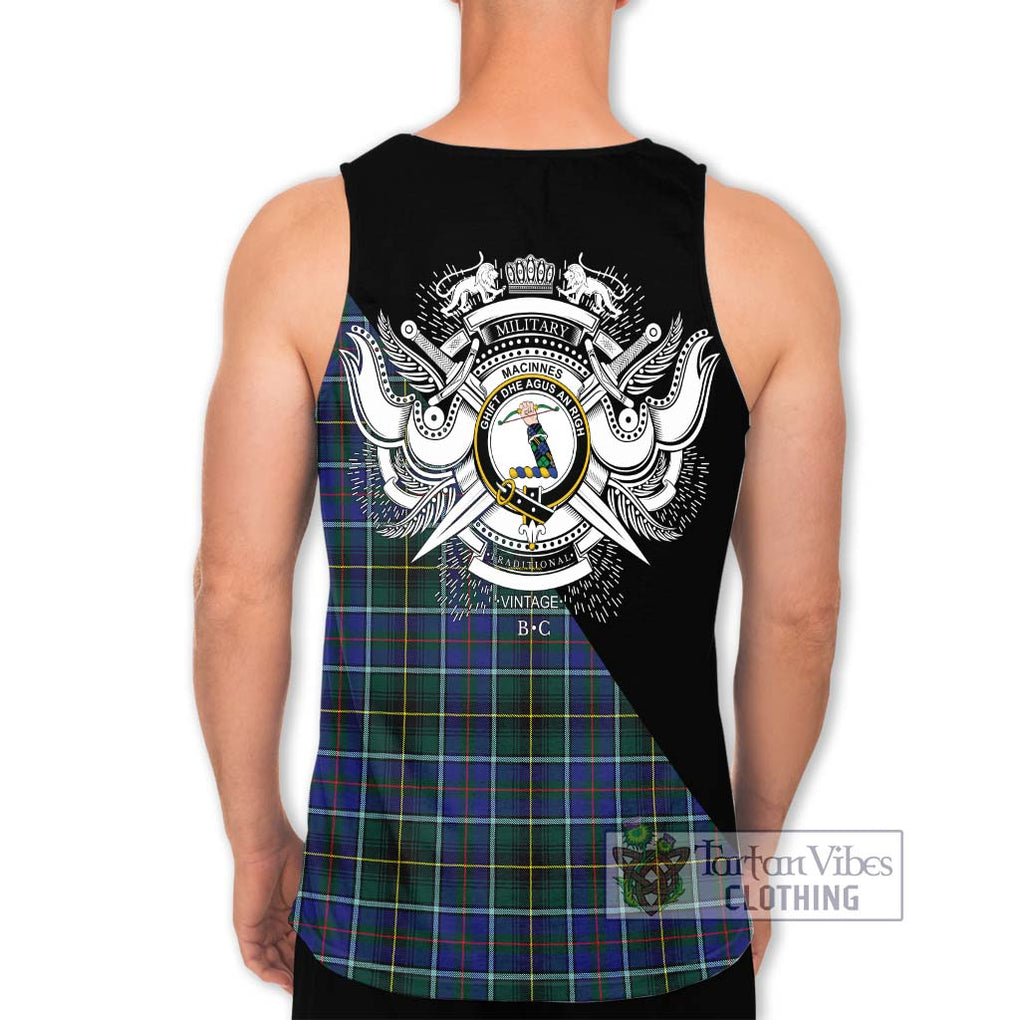 MacInnes Modern Tartan Men's Tank Top with Family Crest and Military Logo Style - Tartanvibesclothing Shop