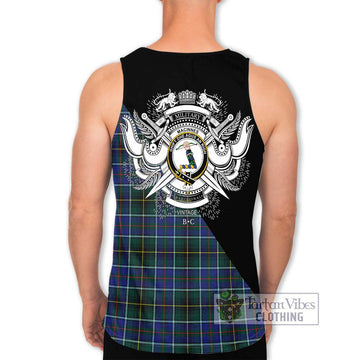 MacInnes Modern Tartan Men's Tank Top with Family Crest and Military Logo Style