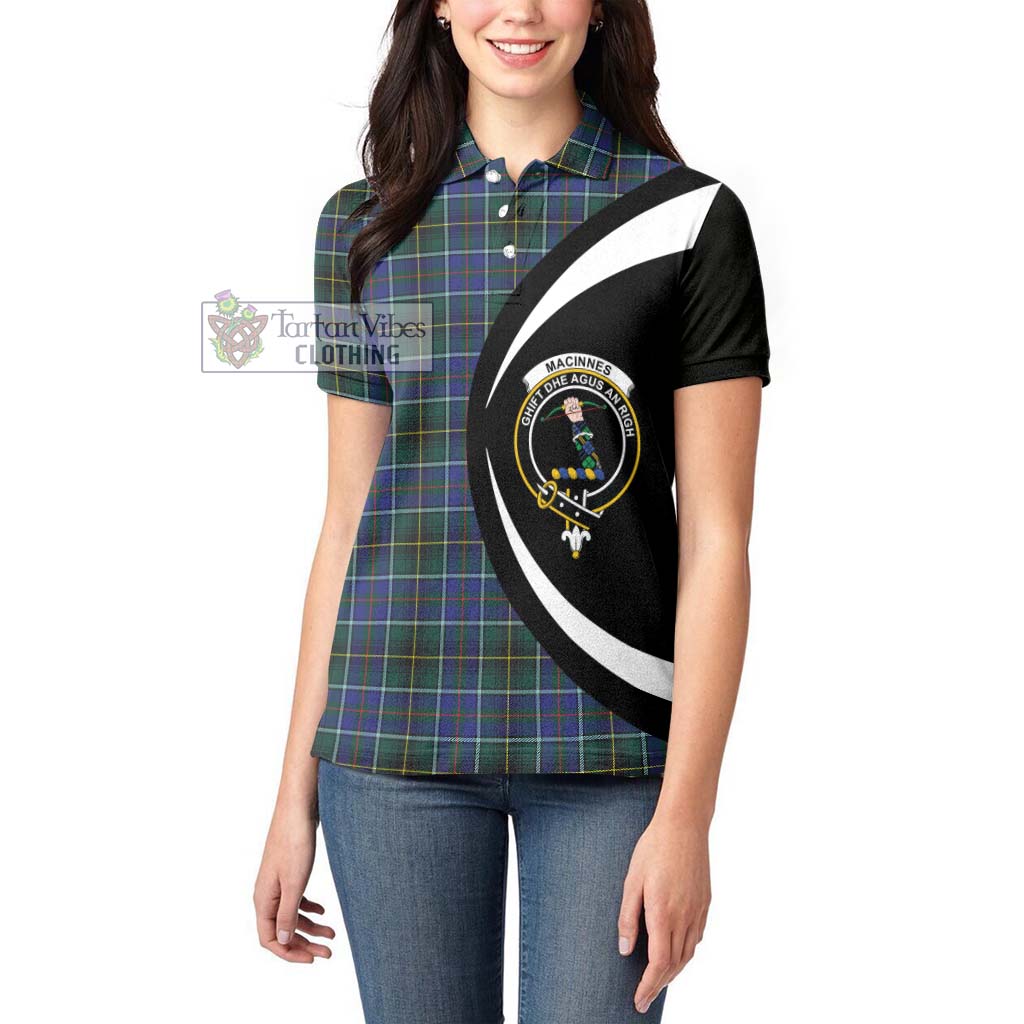 MacInnes Modern Tartan Women's Polo Shirt with Family Crest Circle Style - Tartan Vibes Clothing