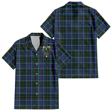 MacInnes Modern Tartan Short Sleeve Button Down Shirt with Family Crest