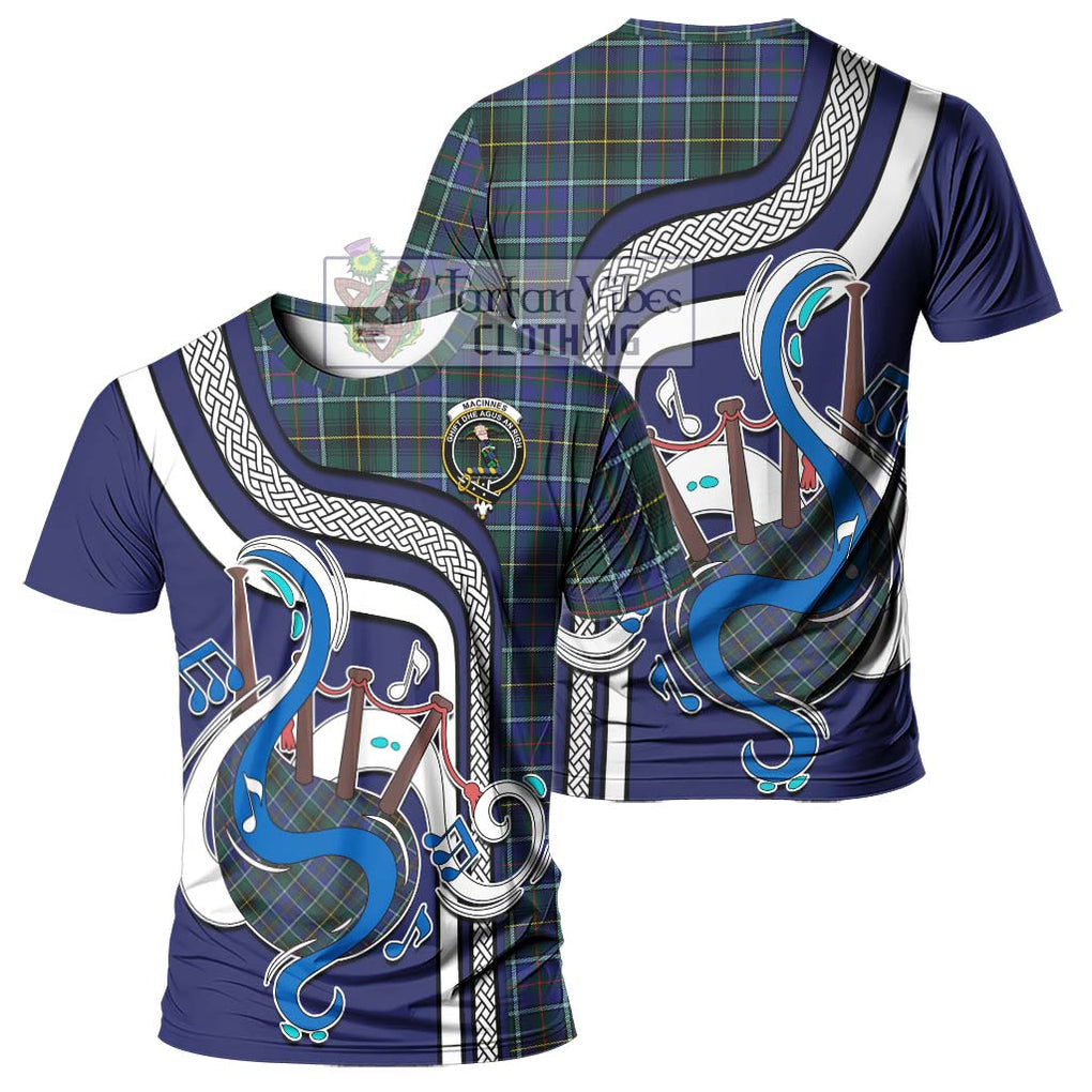 MacInnes Modern Tartan T-Shirt with Epic Bagpipe Style - Tartanvibesclothing Shop