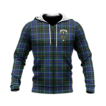 MacInnes Modern Tartan Knitted Hoodie with Family Crest