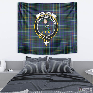 MacInnes Modern Tartan Tapestry Wall Hanging and Home Decor for Room with Family Crest